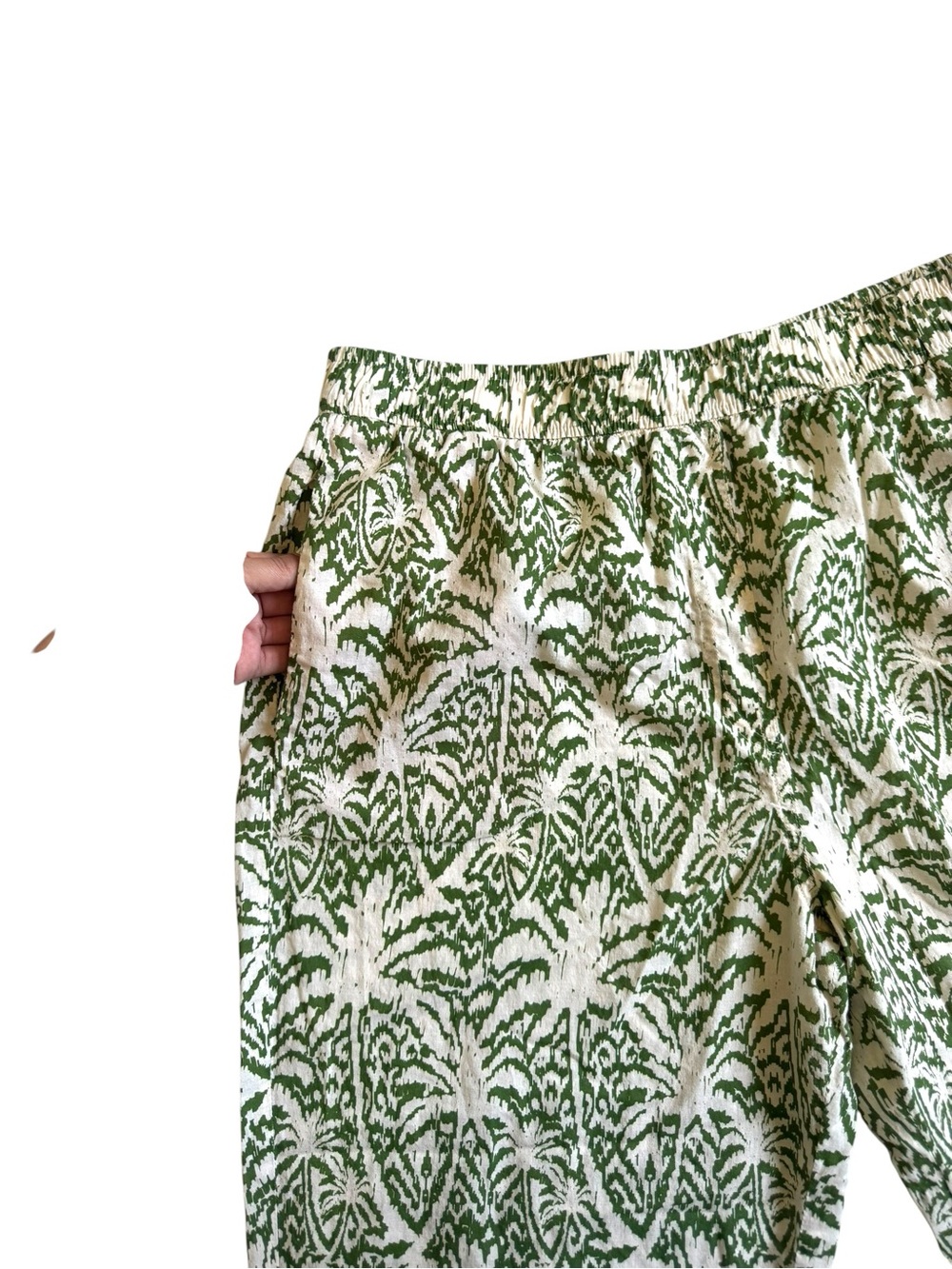 Zara Green Botanical Cropped 100% cotton Pants - Picture 4 of 8